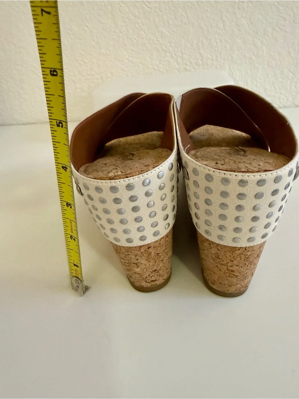 Lucky Brand | Miller Studded Cork Wedge Sandals | Ivory | 9.5